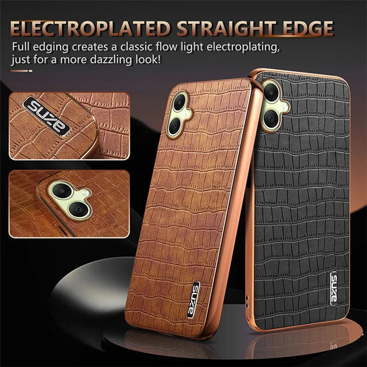 AZNS For Samsung Galaxy A06 Case Electroplating Crocodile Texture PU+TPU Phone Cover