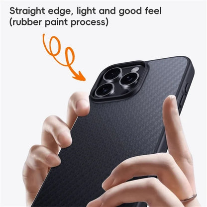 For iPhone 16 Pro Max Case Compatible MagSafe Shockproof TPU+Aramid Fiber Phone Cover Carbon Fiber Texture