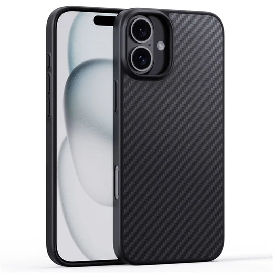 For iPhone 16 Plus Case Compatible MagSafe Shockproof TPU+Aramid Fiber Phone Cover Carbon Fiber Texture