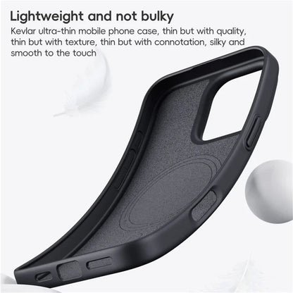 For iPhone 16 Plus Case Compatible MagSafe Shockproof TPU+Aramid Fiber Phone Cover Carbon Fiber Texture