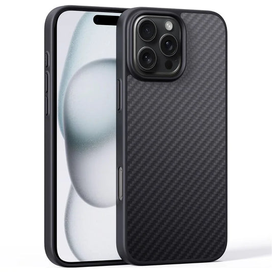 For iPhone 16 Pro Case Compatible MagSafe Shockproof TPU+Aramid Fiber Phone Cover Carbon Fiber Texture
