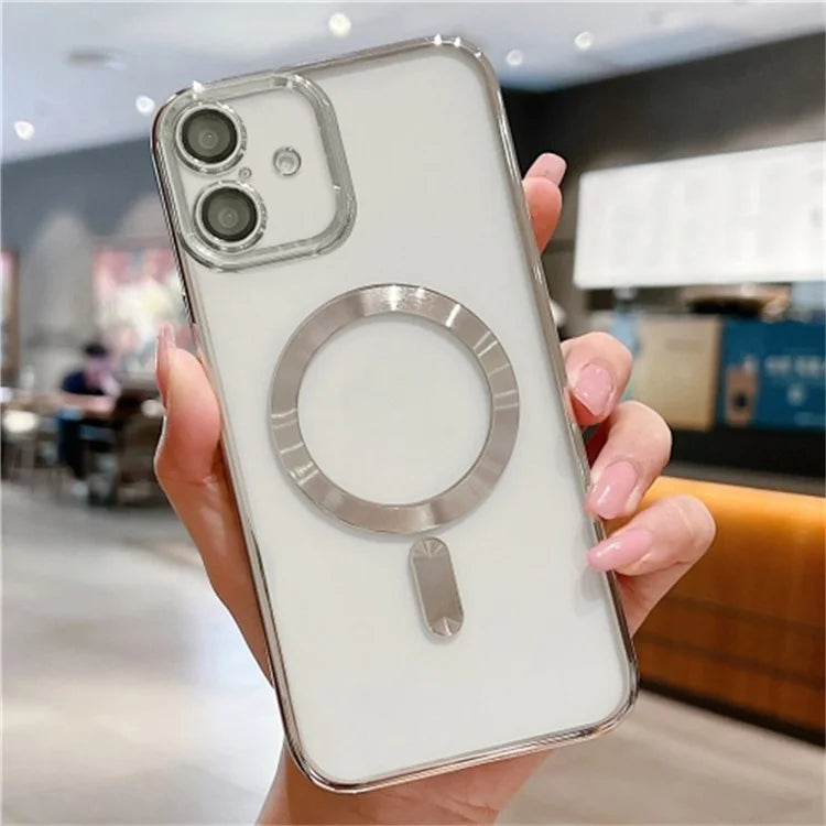 For iPhone 16 Plus Case Electroplating TPU Phone Cover Compatible with MagSafe