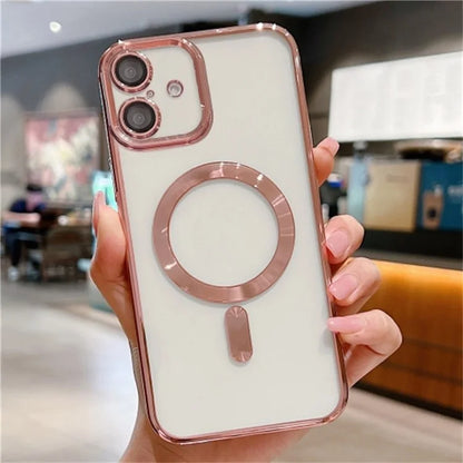 For iPhone 16 Plus Case Electroplating TPU Phone Cover Compatible with MagSafe