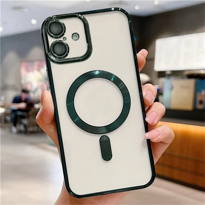 For iPhone 16 Plus Case Electroplating TPU Phone Cover Compatible with MagSafe