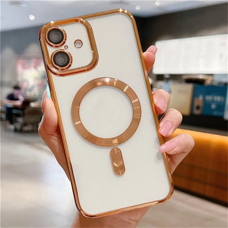 For iPhone 16 Plus Case Electroplating TPU Phone Cover Compatible with MagSafe