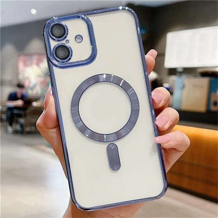 For iPhone 16 Case Electroplating TPU Phone Cover Compatible with MagSafe