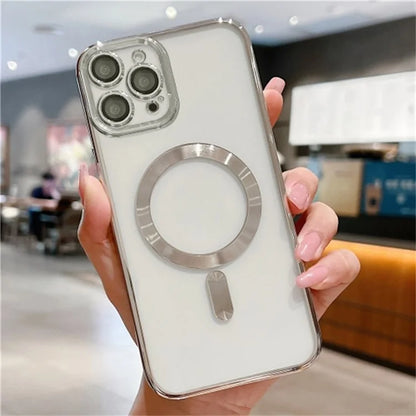 For iPhone 16 Pro Case Electroplating TPU Phone Cover Compatible with MagSafe