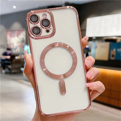 For iPhone 16 Pro Case Electroplating TPU Phone Cover Compatible with MagSafe