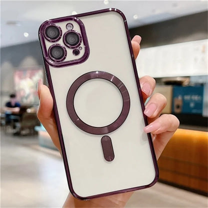 For iPhone 16 Pro Case Electroplating TPU Phone Cover Compatible with MagSafe