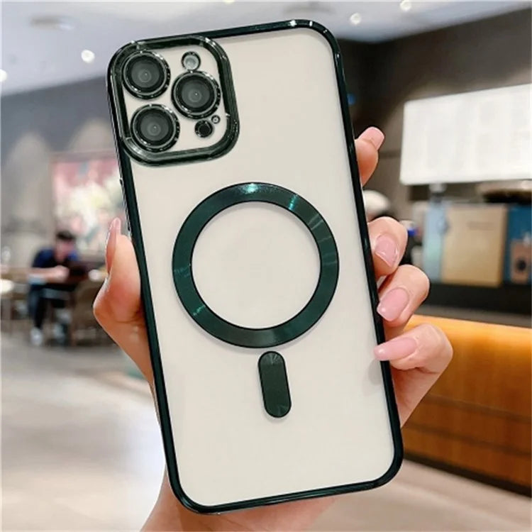 For iPhone 16 Pro Case Electroplating TPU Phone Cover Compatible with MagSafe