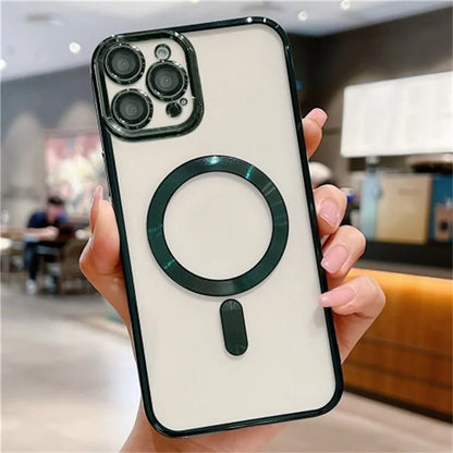 For iPhone 16 Pro Case Electroplating TPU Phone Cover Compatible with MagSafe
