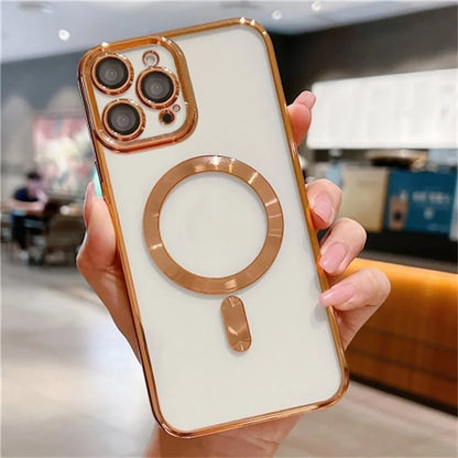 For iPhone 16 Pro Case Electroplating TPU Phone Cover Compatible with MagSafe