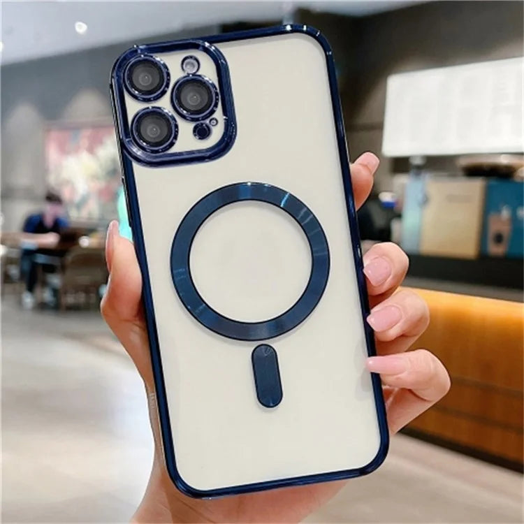For iPhone 16 Pro Case Electroplating TPU Phone Cover Compatible with MagSafe