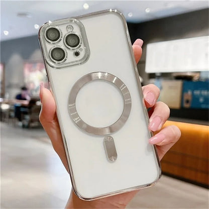 For iPhone 16 Pro Max Case Electroplating TPU Phone Cover Compatible with MagSafe