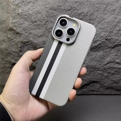 For iPhone 15 Pro Case Compatible with MagSafe Carbon Fiber Texture PC Phone Cover