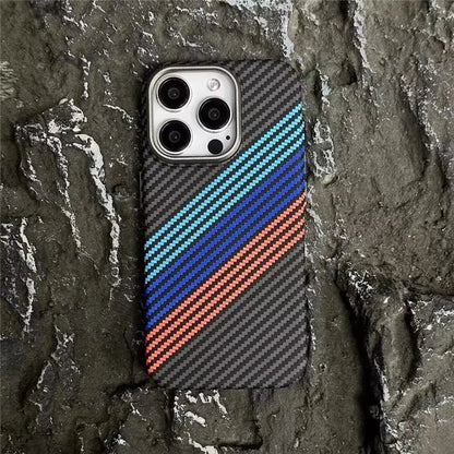 For iPhone 15 Pro Case Compatible with MagSafe Carbon Fiber Texture PC Phone Cover