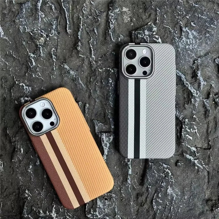 For iPhone 15 Pro Case Compatible with MagSafe Carbon Fiber Texture PC Phone Cover