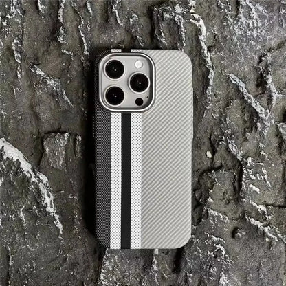 For iPhone 15 Pro Case Compatible with MagSafe Carbon Fiber Texture PC Phone Cover