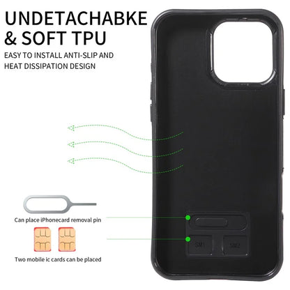 006 For iPhone 16 Pro Max Case Anti-Drop Leather + TPU Phone Cover Card Slot Ring Kickstand