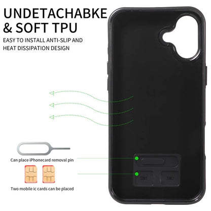 006 For iPhone 16 Plus Case Anti-Drop Leather + TPU Phone Cover Card Slot Ring Kickstand