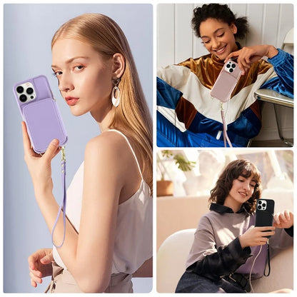 For iPhone 16 Pro Case RFID Blocking Zipper Wallet Leather Phone Cover with Straps