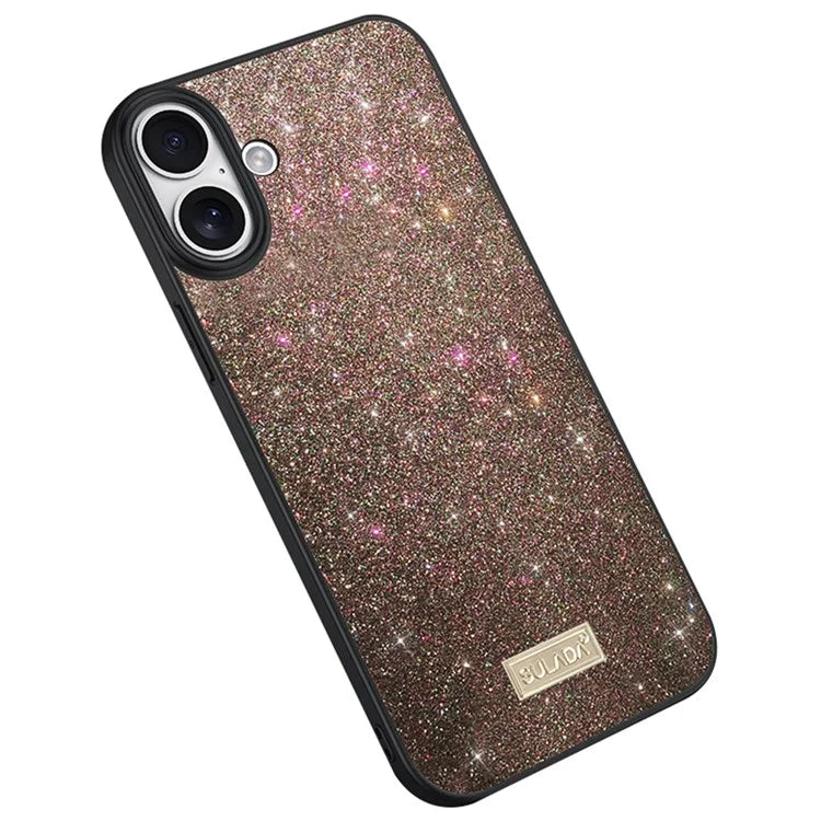 SULADA For iPhone 16 Plus Case PU Leather+PC+TPU Glitter Sequins Back Phone Cover