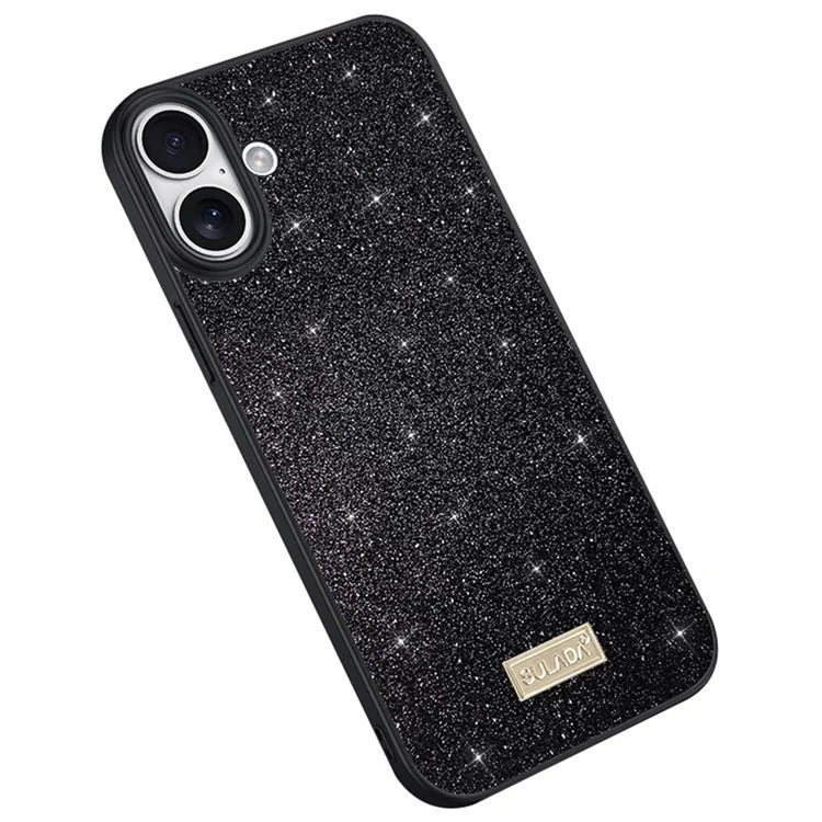 SULADA For iPhone 16 Plus Case PU Leather+PC+TPU Glitter Sequins Back Phone Cover