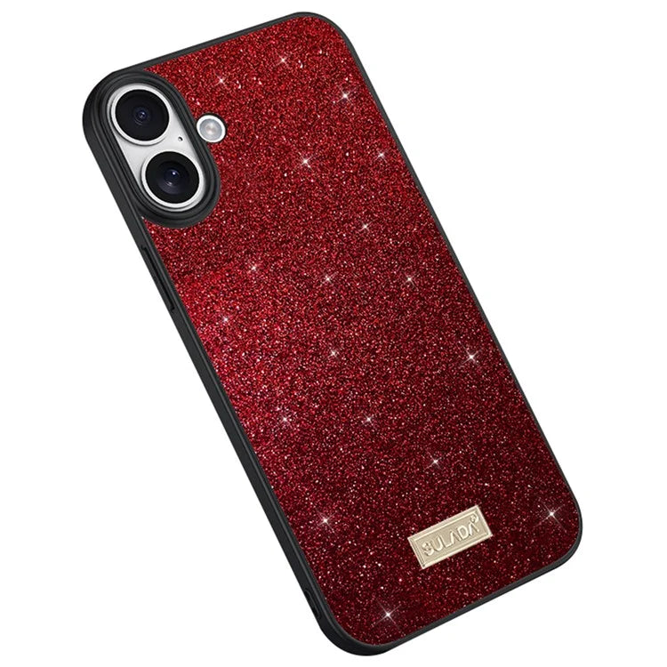 SULADA For iPhone 16 Plus Case PU Leather+PC+TPU Glitter Sequins Back Phone Cover