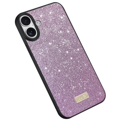 SULADA For iPhone 16 Plus Case PU Leather+PC+TPU Glitter Sequins Back Phone Cover