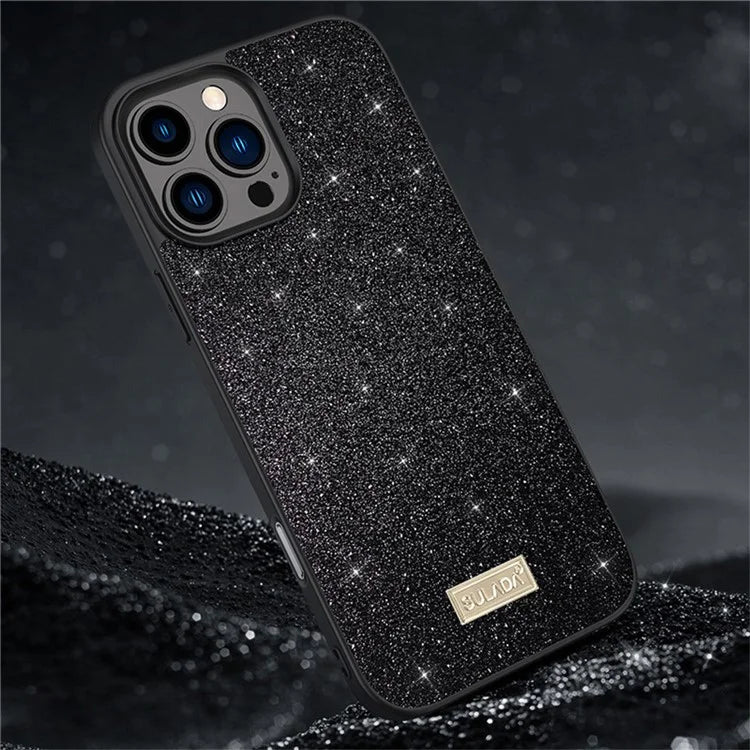 SULADA For iPhone 16 Pro Case PU Leather+PC+TPU Glitter Sequins Back Phone Cover