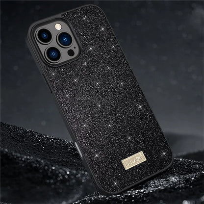 SULADA For iPhone 16 Pro Case PU Leather+PC+TPU Glitter Sequins Back Phone Cover