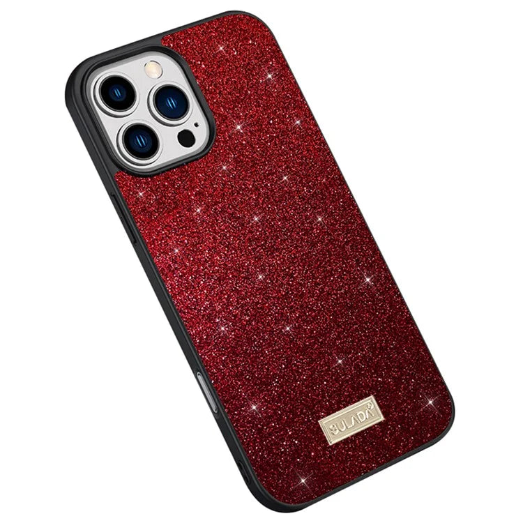 SULADA For iPhone 16 Pro Case PU Leather+PC+TPU Glitter Sequins Back Phone Cover