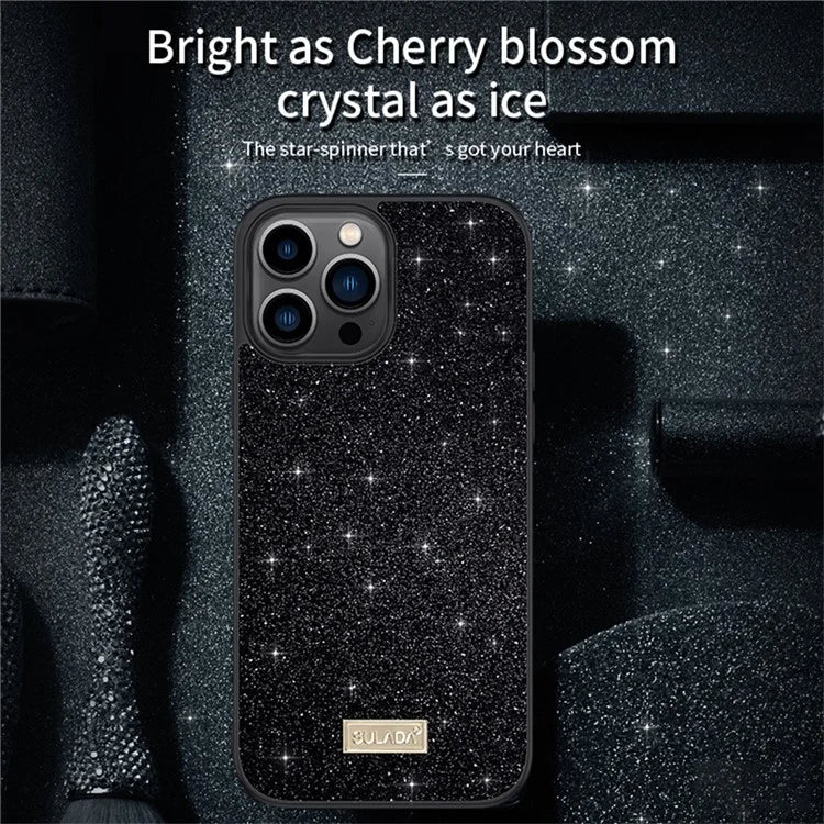 SULADA For iPhone 16 Pro Case PU Leather+PC+TPU Glitter Sequins Back Phone Cover