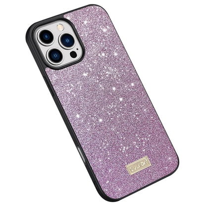 SULADA For iPhone 16 Pro Case PU Leather+PC+TPU Glitter Sequins Back Phone Cover