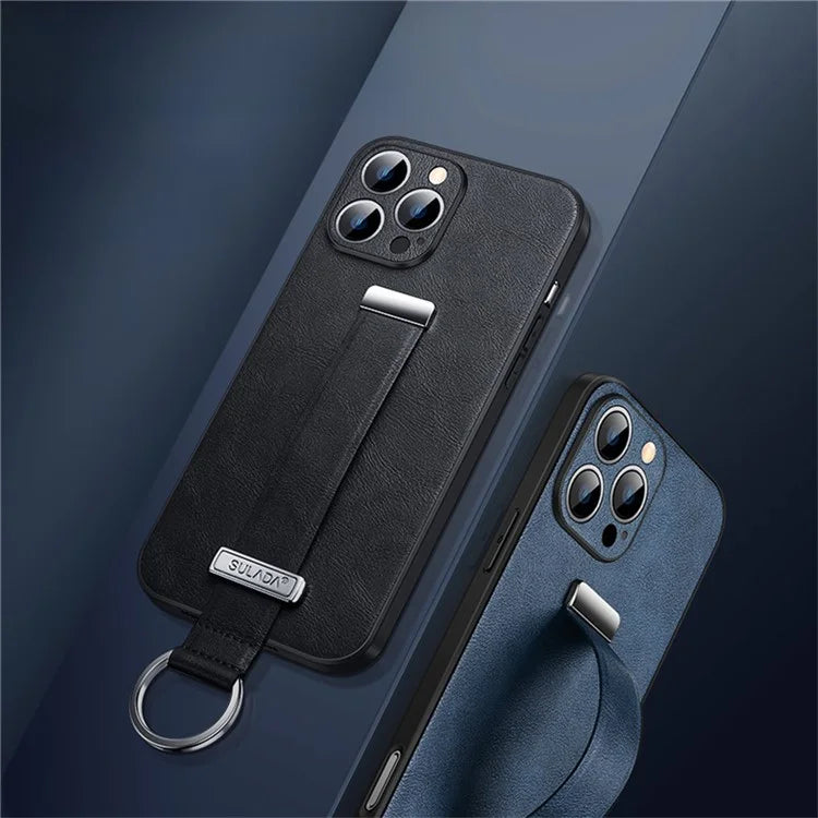 SULADA Fashion Series for iPhone 16 Pro Max Case Wristband Kickstand Leather Back Phone Cover