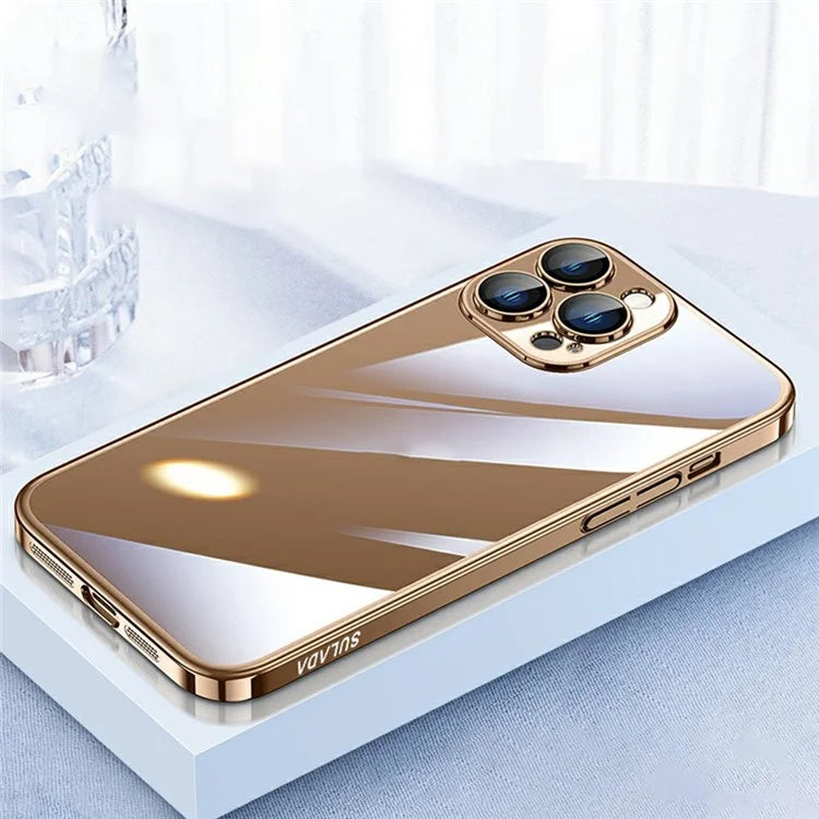 SULADA JINGJIA Series For iPhone 16 Pro Clear Case Electroplating Hard PC Phone Case with Lens Film