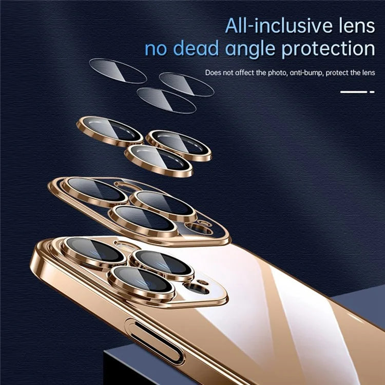 SULADA JINGJIA Series For iPhone 16 Pro Clear Case Electroplating Hard PC Phone Case with Lens Film