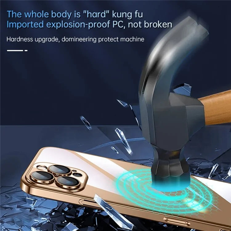 SULADA JINGJIA Series For iPhone 16 Pro Clear Case Electroplating Hard PC Phone Case with Lens Film