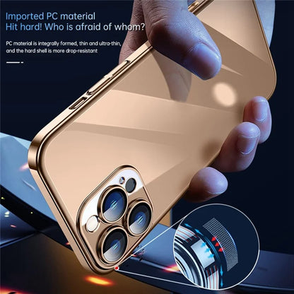 SULADA JINGJIA Series For iPhone 16 Pro Clear Case Electroplating Hard PC Phone Case with Lens Film