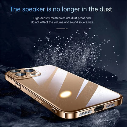 SULADA JINGJIA Series For iPhone 16 Pro Clear Case Electroplating Hard PC Phone Case with Lens Film