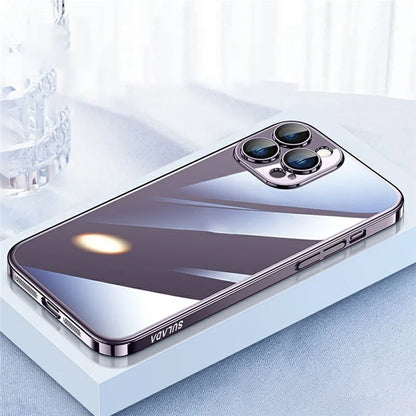 SULADA JINGJIA Series For iPhone 16 Pro Clear Case Electroplating Hard PC Phone Case with Lens Film