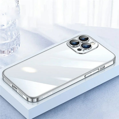 SULADA JINGJIA Series For iPhone 16 Pro Max Clear Case Electroplating Hard PC Phone Case with Lens Film