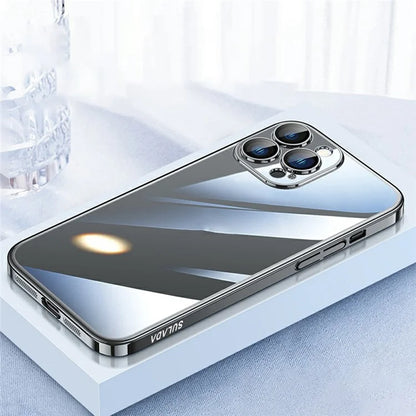 SULADA JINGJIA Series For iPhone 16 Pro Max Clear Case Electroplating Hard PC Phone Case with Lens Film