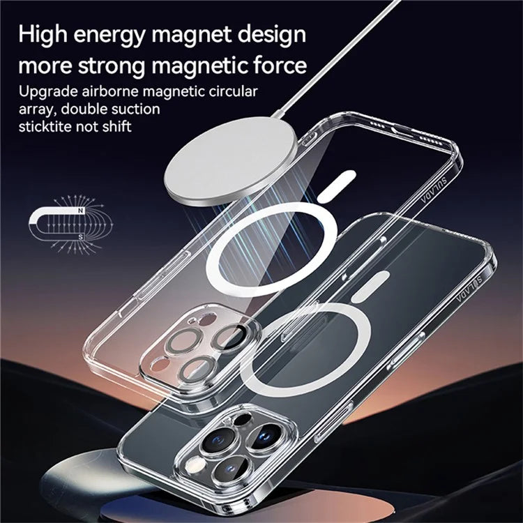 SULADA For iPhone 16 Pro Max Case Built-In Lens Film TPU+PC Phone Cover Compatible with MagSafe