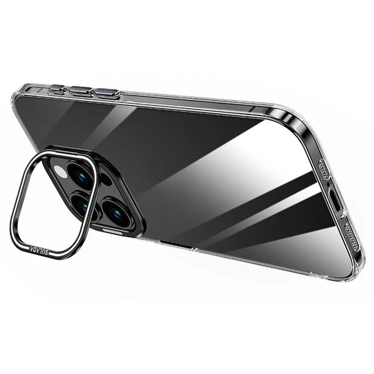 SULADA For iPhone 16 Pro Case Folding Camera Kickstand TPU+PC Clear Phone Cover