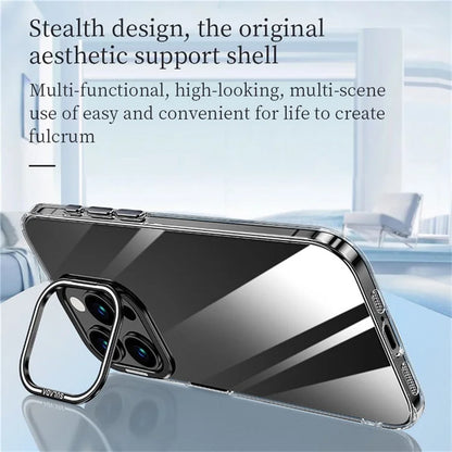 SULADA For iPhone 16 Pro Case Folding Camera Kickstand TPU+PC Clear Phone Cover