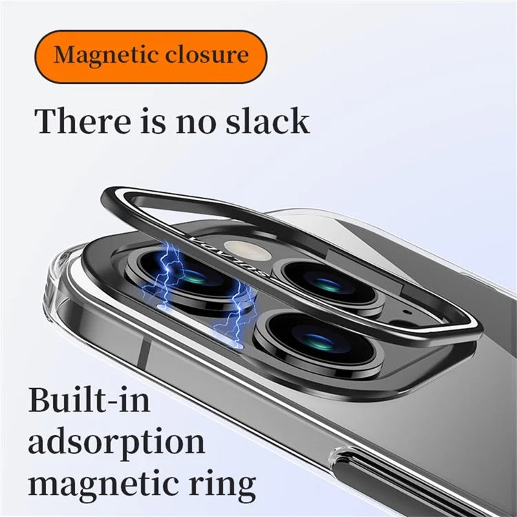 SULADA For iPhone 16 Pro Case Folding Camera Kickstand TPU+PC Clear Phone Cover