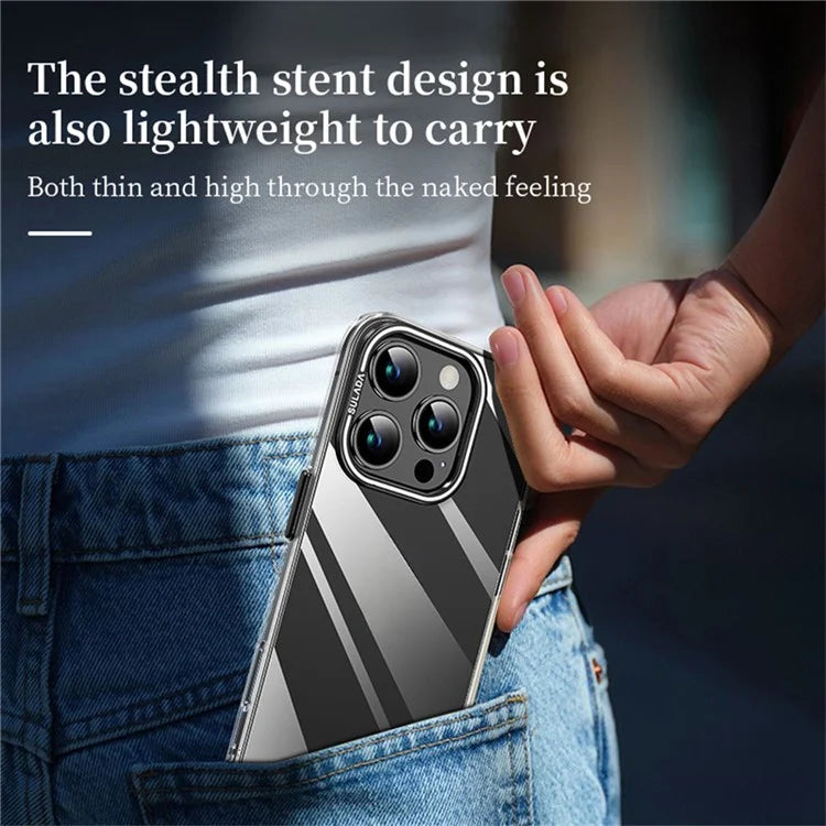 SULADA For iPhone 16 Pro Case Folding Camera Kickstand TPU+PC Clear Phone Cover