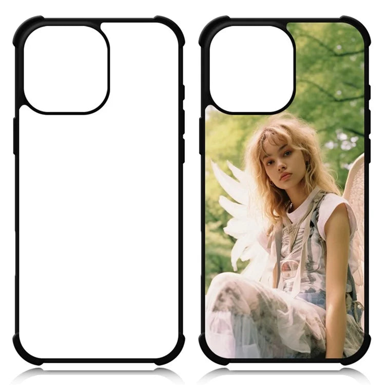 10Pcs / Pack For iPhone 16 Pro Max Case Four Corners Anti-Drop PC+TPU Phone Cover Support Heat Transfer Printing
