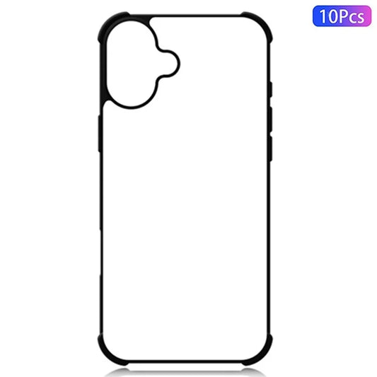 10Pcs / Pack For iPhone 16 Plus Case Four Corners Anti-Drop PC+TPU Phone Cover Support Heat Transfer Printing